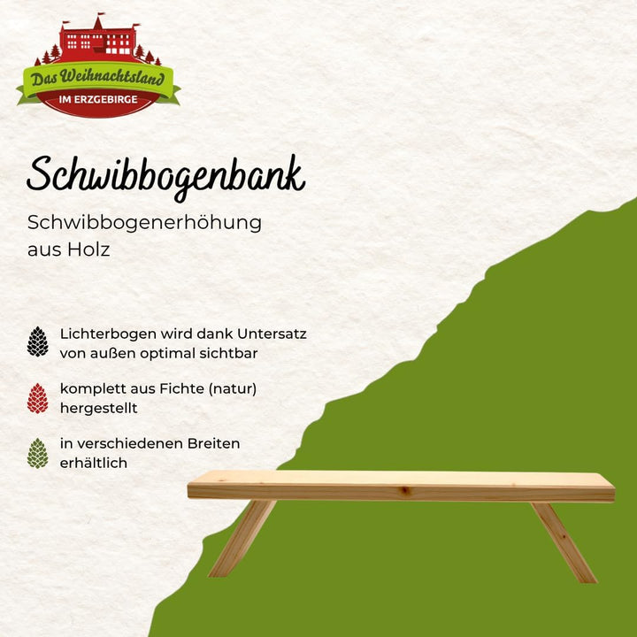 Schwibbogenbank aus Holz – Lichterbogenerhöhung – 70 x 10 x 7 cm | Fensterbank Erhöhung für Lichterb