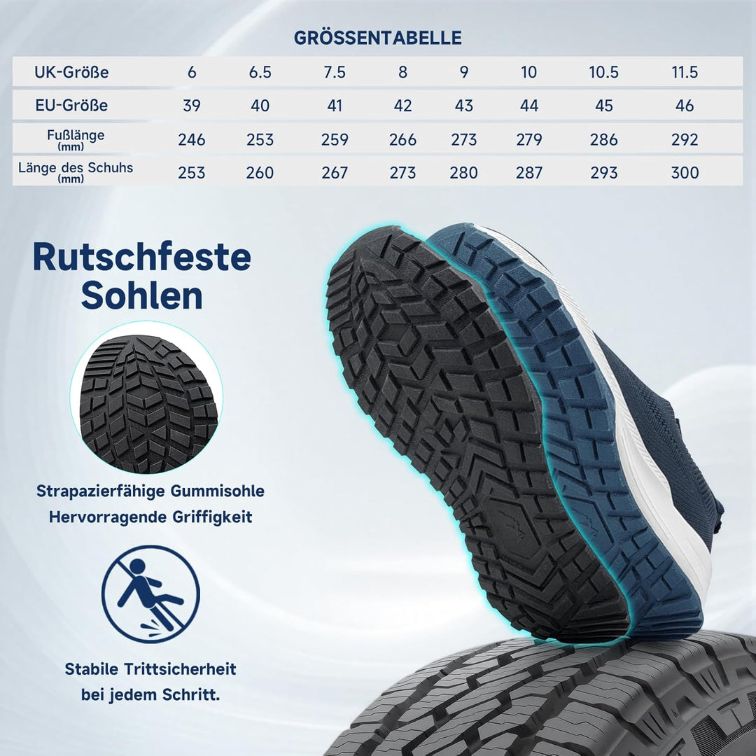 Sosenfer Walkingschuhe Herren Extra Weit Slip On Sneaker rutschfeste Sportschuhe Atmungsaktive Ohne