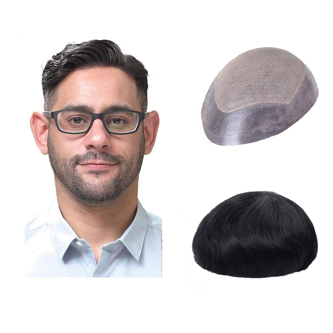 Lordhair Knotenlos Toupet für Männer, Haut Eben Injiziert Mensch Haar System, Basisgrösse 8x10 Zoll