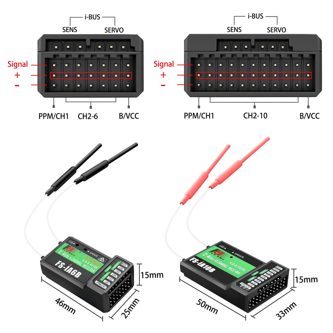 HAWK'S WORK FS-i6X 10 Kanal Sender Set, 2.4GHz RC Controller mit Empfänger für Drone Multirotor RC F