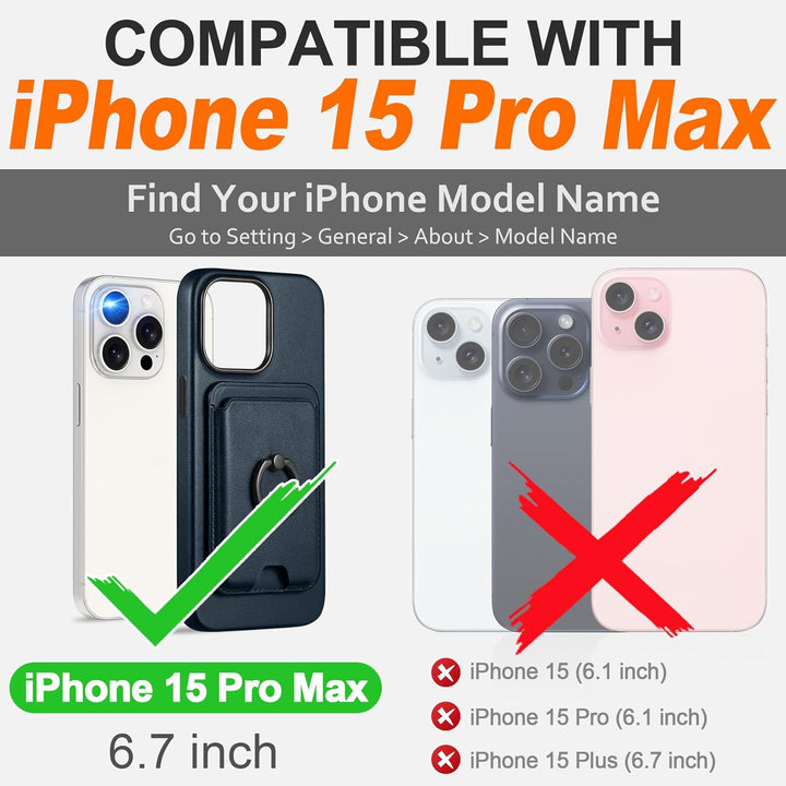 SHIELDON Handyhülle für iPhone 15 Pro Max Hülle Echt Leder Kartenhalter Ständer Abnehmbar Schutzhüll
