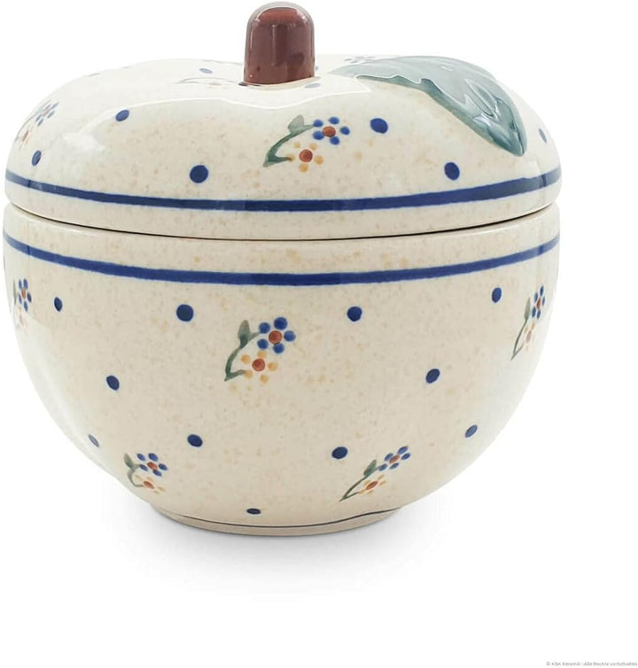 Bunzlauer Keramik Apfel-Bräter Bratapfelbräter mit Deckel Ø12,6 cm H11,6 cm Dekor 111