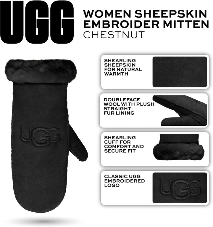UGG Shearling Embroider Fäustling 2022 Chestnut L-XL Schwarz, L-XL Schwarz