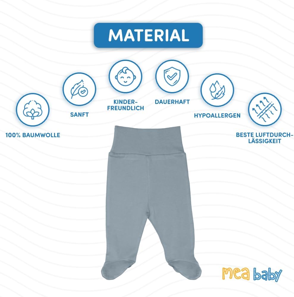 Unisex Baby Hose mit Fuss aus 100% Baumwolle im 5er Pack. Baby Stramplerhose mit Fuss. Babyhose mit