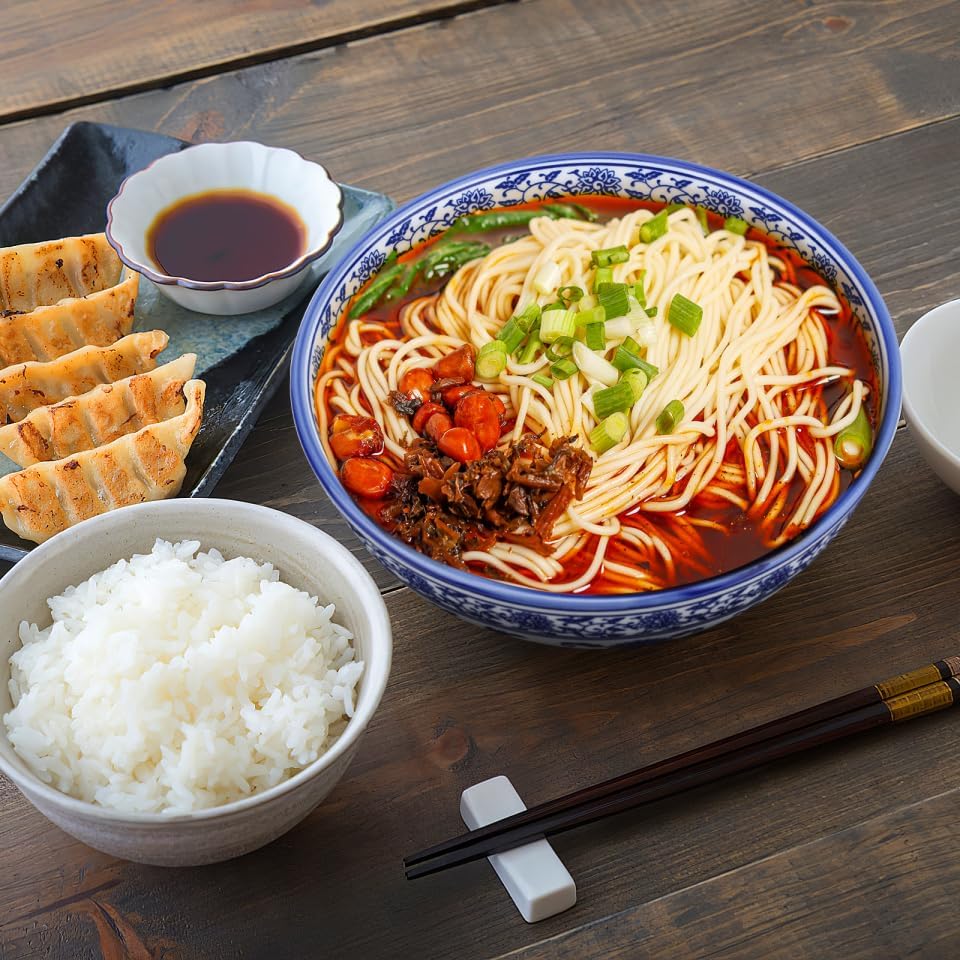 BESTonZON Keramik Suppensch¨¹ssel Nudelschale Asiatische Ramen Sch¨¹ssel Blau 7 Zoll Chinesische Sti