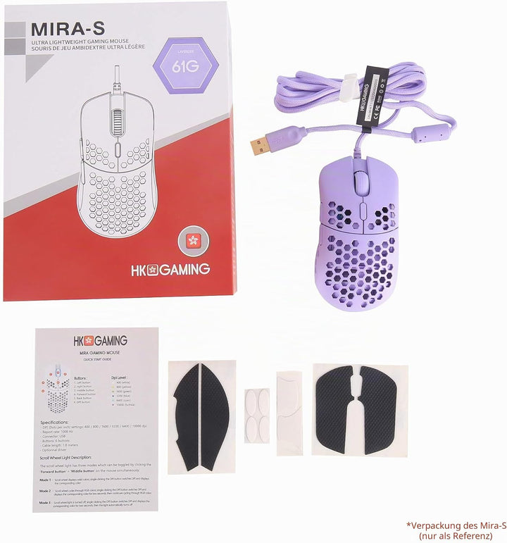 HK Gaming Mira M Ultraleichte, Mit Wabenmuster Versehene, Beidhändige, Kabelgebundene RGB Gaming-Mau