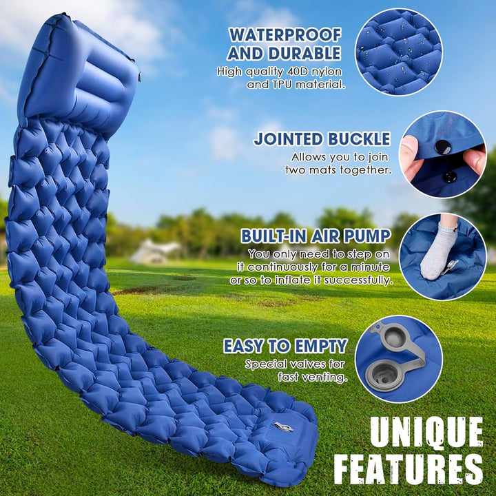 Raxfekro Camping Isomatte Luftkissen, 8cm Dicke Outdoor Selbstaufblasbare Luftmatratze, Luftmatratze