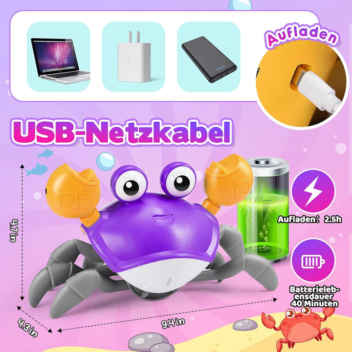 Krabbelnde Krabbe Baby Spielzeug ab 1 2 3 4 Jahre Mädchen, Montessori Geschenk 1-4 Jahre Mädchen Kra