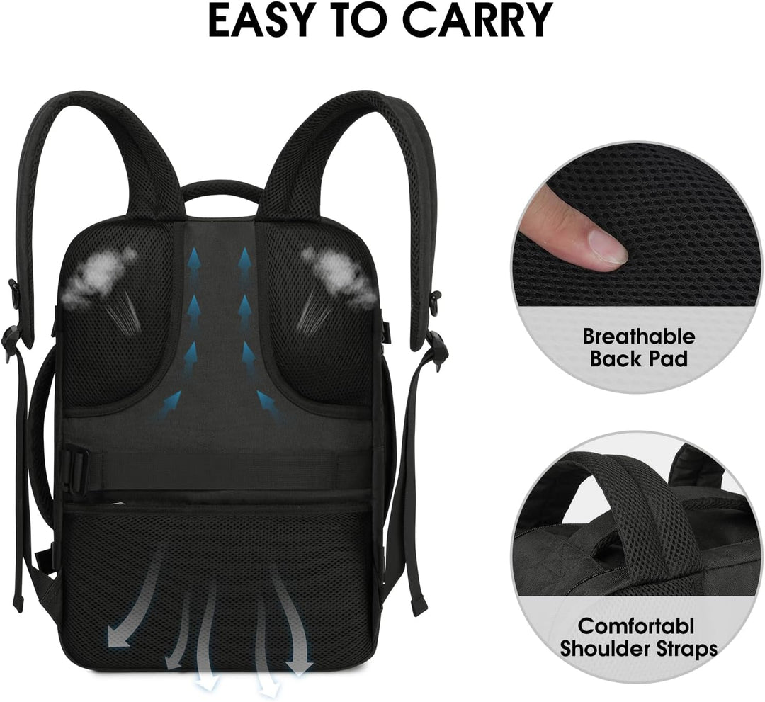 WANDF Handgepäck Rucksack 45x36x20cm für Easyjet Airlines, Untersitz-Reise-Handgepäck-Tasche mit Nas