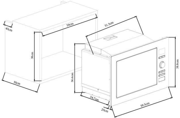 Eingebaute Grillmikrowelle - Continental Edison - CEMO25GE2 - Silber - 25 L - 900 W - Grill 1000 W