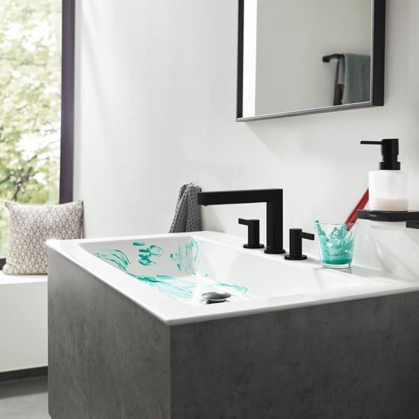 hansgrohe 3-Loch Waschtischarmatur Finoris, Wasserhahn Bad mit Auslauf Höhe 110 mm, mit Push-Open Ab