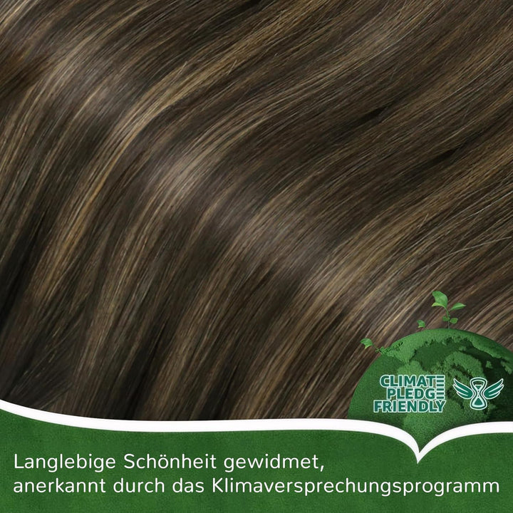 Easyouth Balayage Nanoring Haarverlängerung Echthaar 35 cm Braun Aschbraun und Dunkelstes Braun Misc