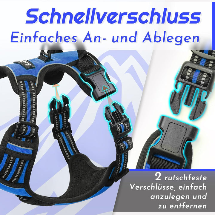 Eagloo Hundegeschirr mittelgrosse Hunde, Anti Zug Hundegeschirr mit Reflexstreifen und Kontrolle, Ve