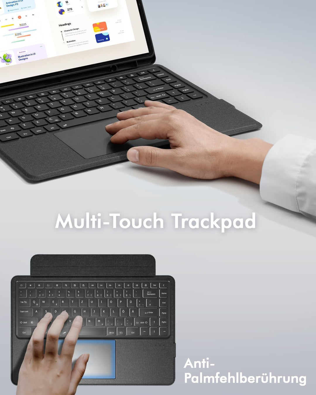 Doohoeek Tastatur mit Hülle für Samsung Galaxy Tab S10 Ultra 2024 14,6 Zoll, Tab S9 Ultra 2023, Tab