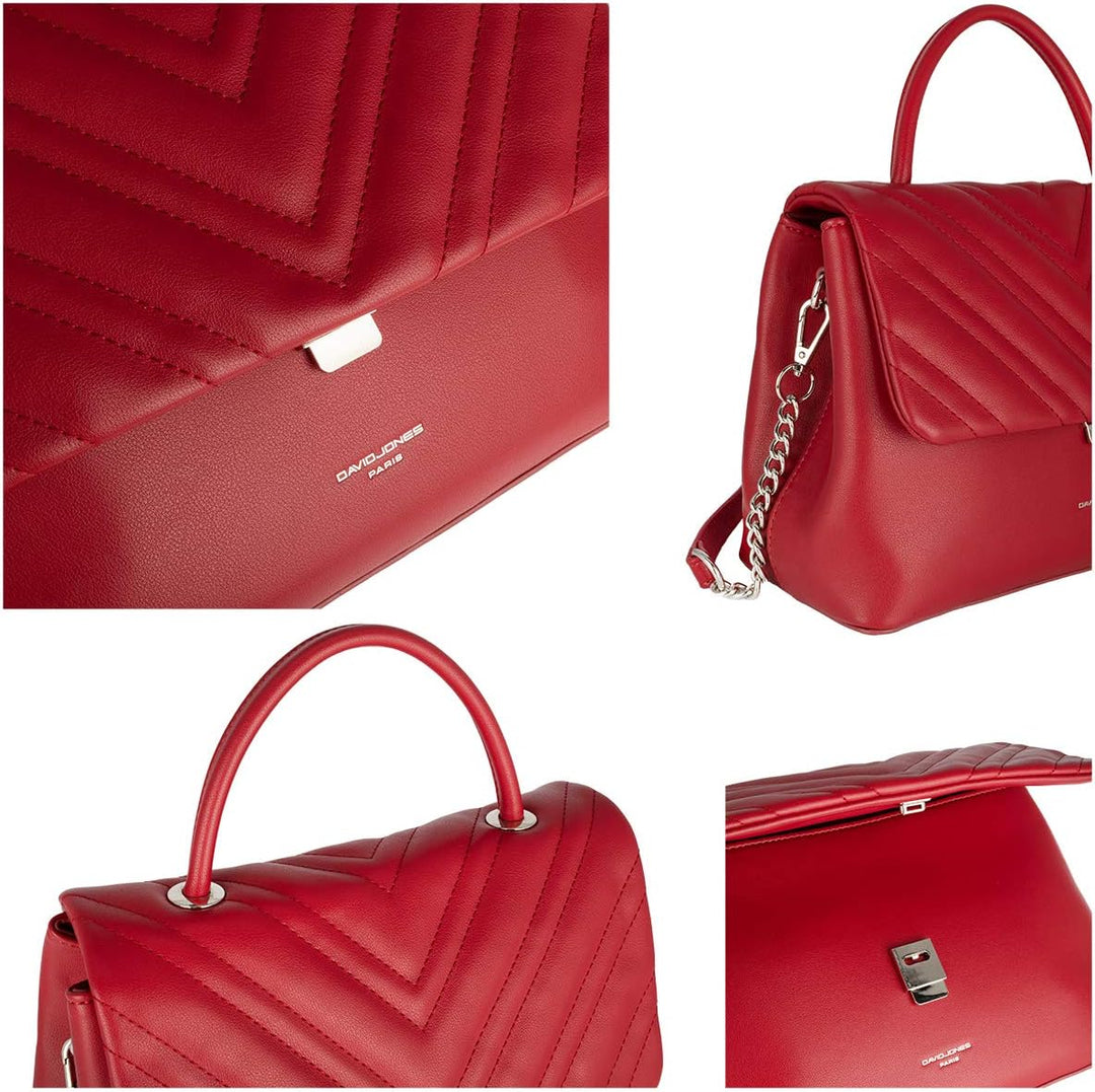 David Jones - Damen Umhängetasche - Frau Handtasche Gesteppte PU Leder - Steppmuster Tasche Mittelgr