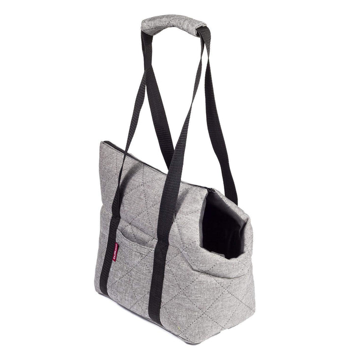 BOUTIQUE ZOO Hundetasche - Grau (Gesteppt), M bis 10 kg - Tragetasche für kleinen und mittleren Hund