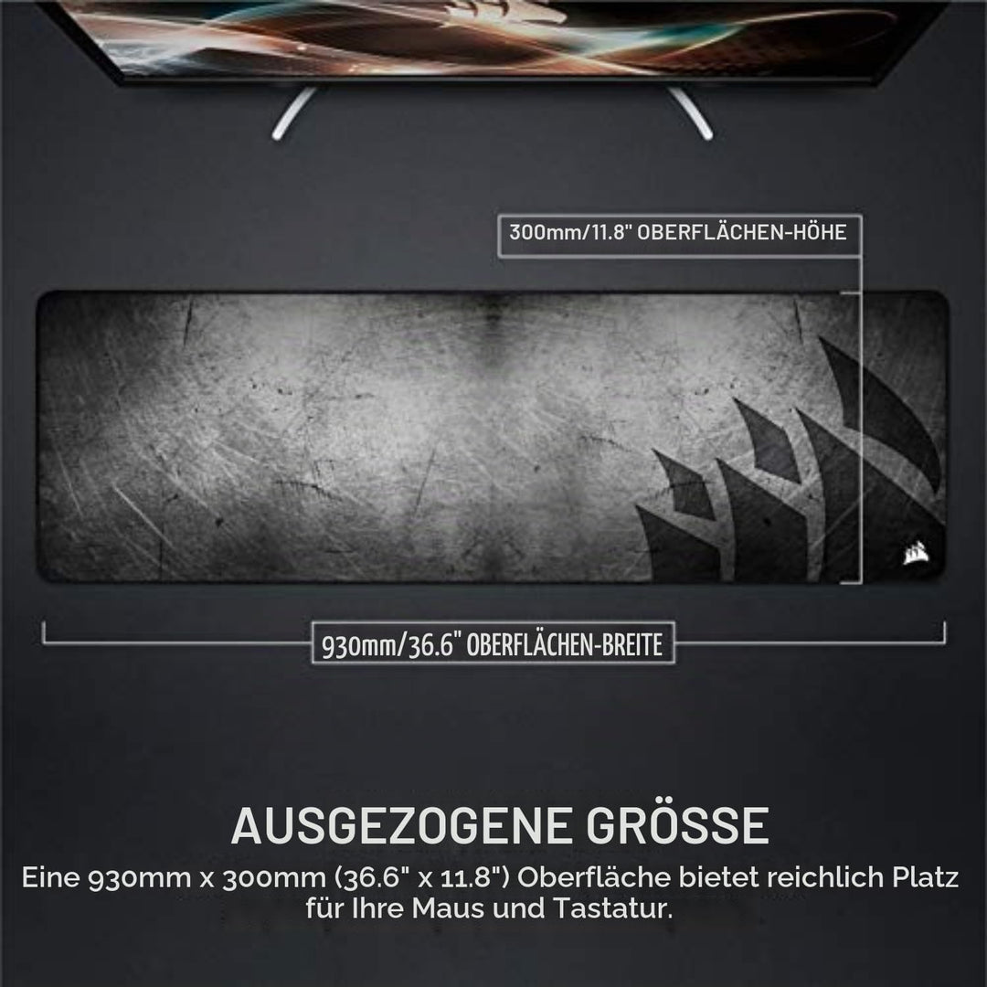 Corsair MM300 PRO Spritzwassergeschütztes Premium-Gaming-Mauspad aus Stoff (Fläche 93 × 30 cm, Mikro