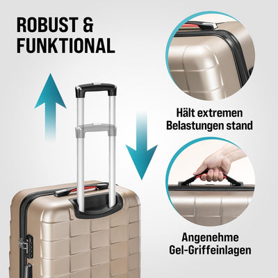 MONZANA® 3tlg Kofferset TSA Schloss Organizer Kofferwaage Gel-Griffe Zwillingsrollen Standfüsse Trol