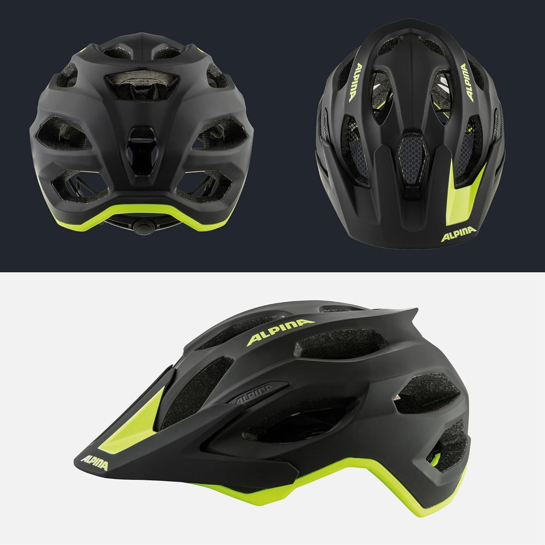 ALPINA Unisex - Erwachsene, CARAPAX 2.0 Fahrradhelm, black-red, 52-57 cm black-neon yellow matt 52-5