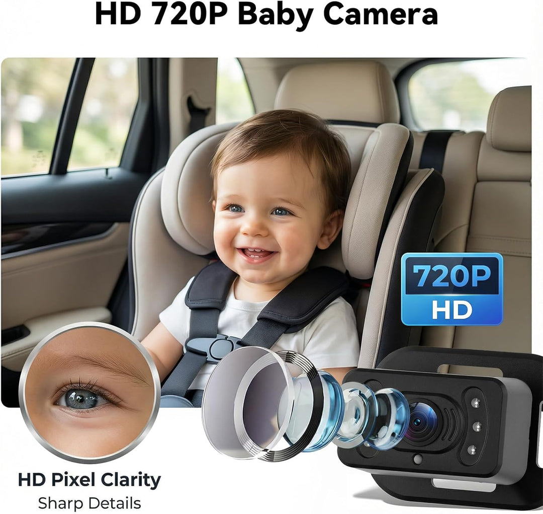 SIXTOP Baby Auto Kamera mit 6.86" IPS Monitor, Nachtsicht & 90° Weitwinkel 2 HD Rücksitzkameras, Sic