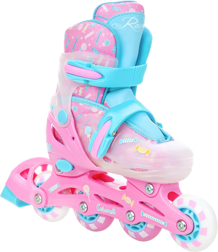 3in1 Inline Skates Inliner/Triskates/Rollschuhe Raven Lia/Loret verstellbar mit LED Leuchtrad 26-29(