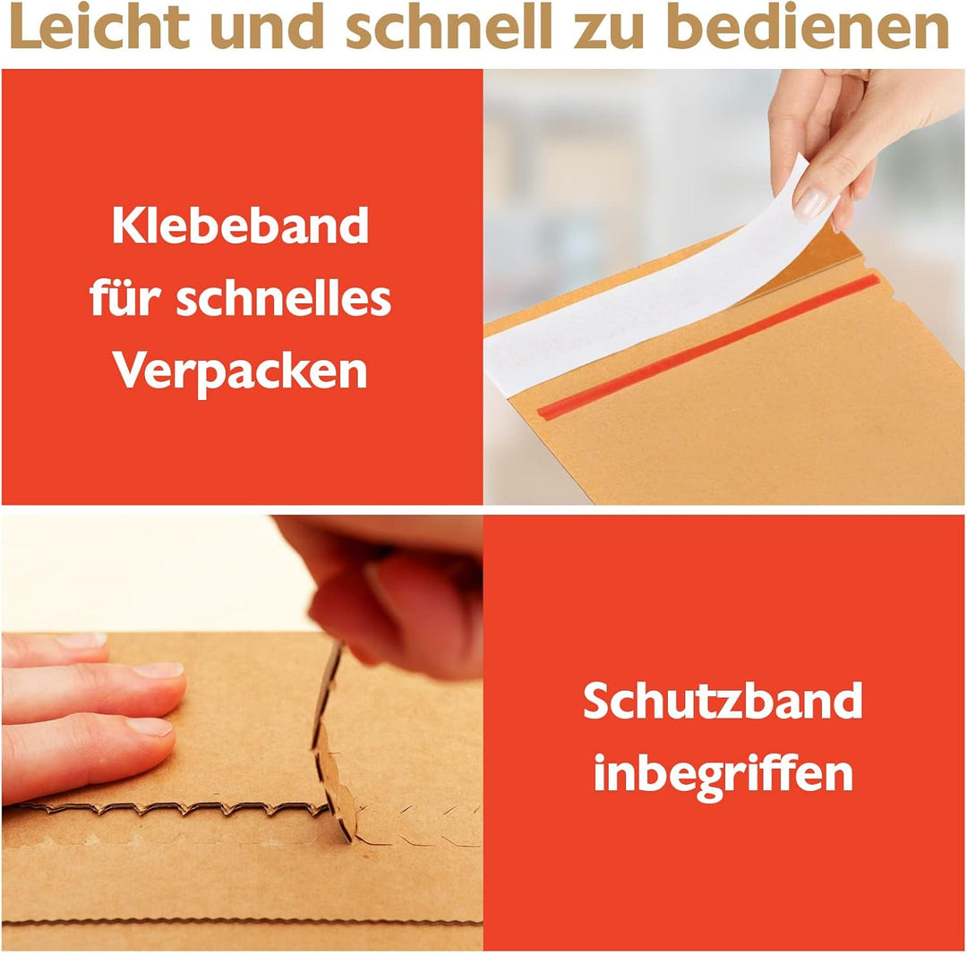 Konzept 11 Versandkarton 30x20x15cm Set 50 Stk. Faltkartons mit Deckel Selbstklebend, Kleine Kartons