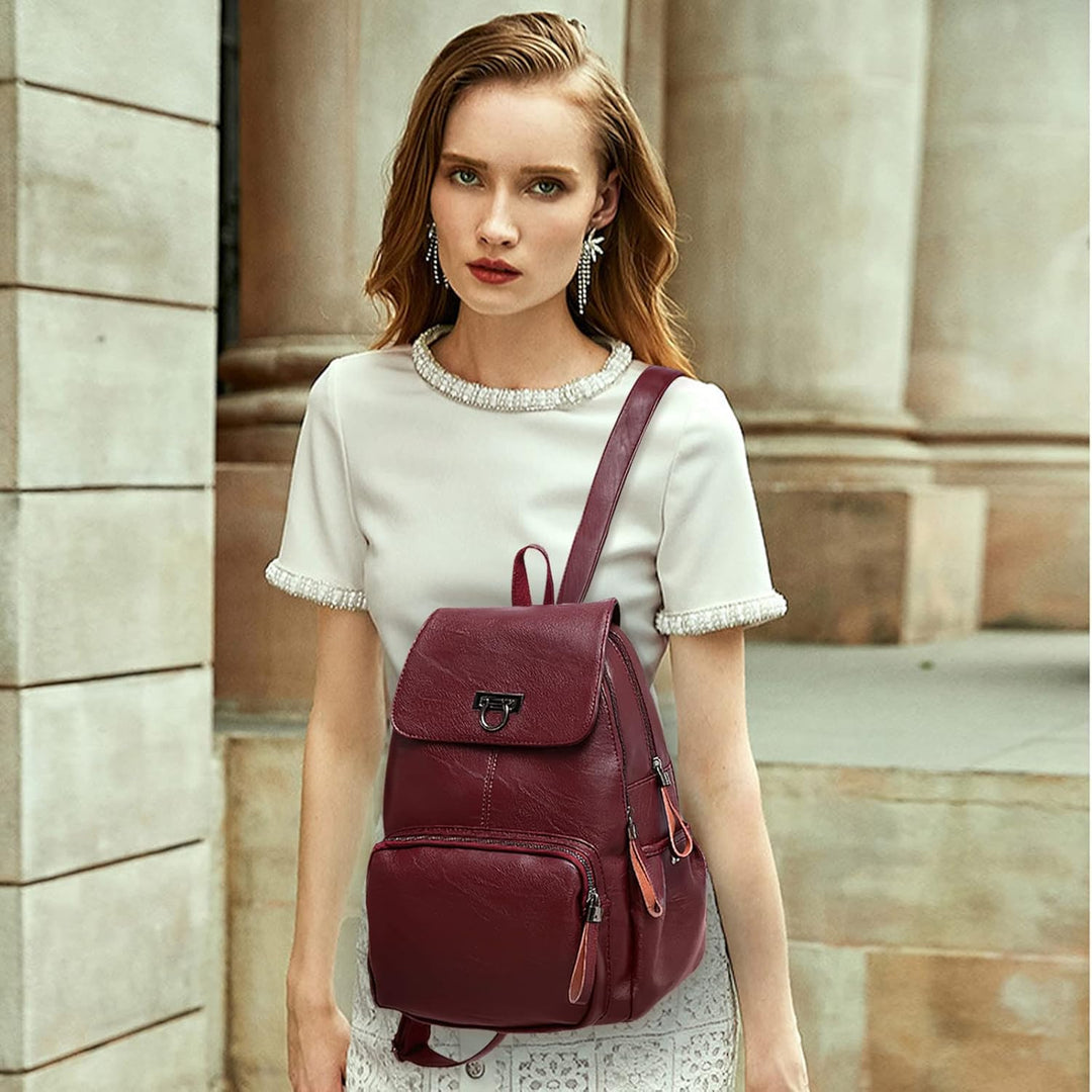 DIRRONA Rucksack Damen Elegant Rucksack im Klappdesign Casual Damen Schultertaschen PU Leder Wasserd