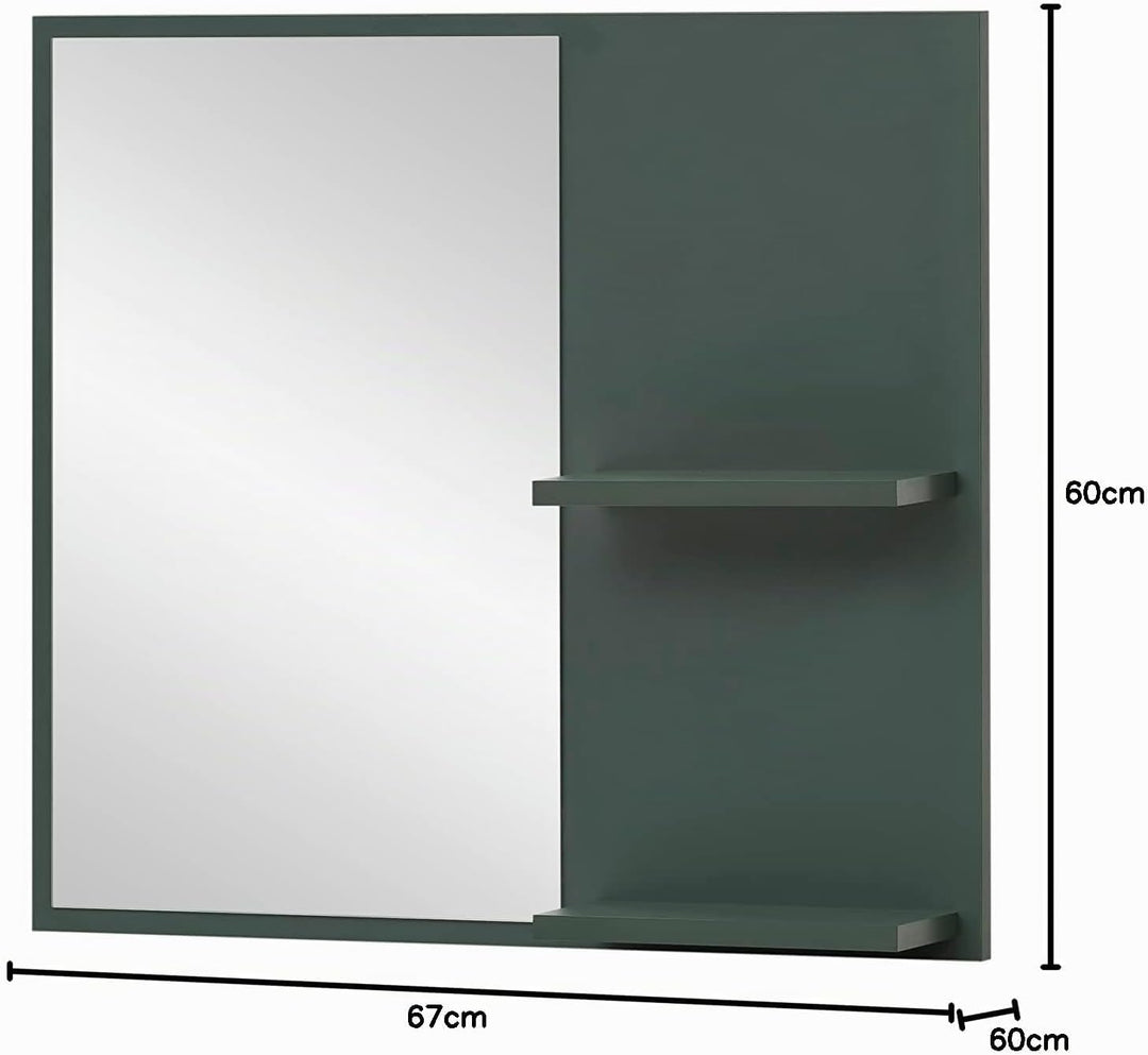Schildmeyer Kent Spiegel mit 2 Ablagen 151451, waldgrün, 67 x 12,2 x 60 cm Waldgrün 2 Ablagen, Waldg