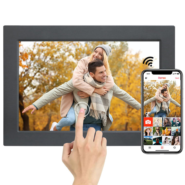 Frameo Digitaler Bilderrahmen WLAN-10,1 Zoll Digitaler Fotorahmen 1920x1200 HD Touchscreen mit 32GB