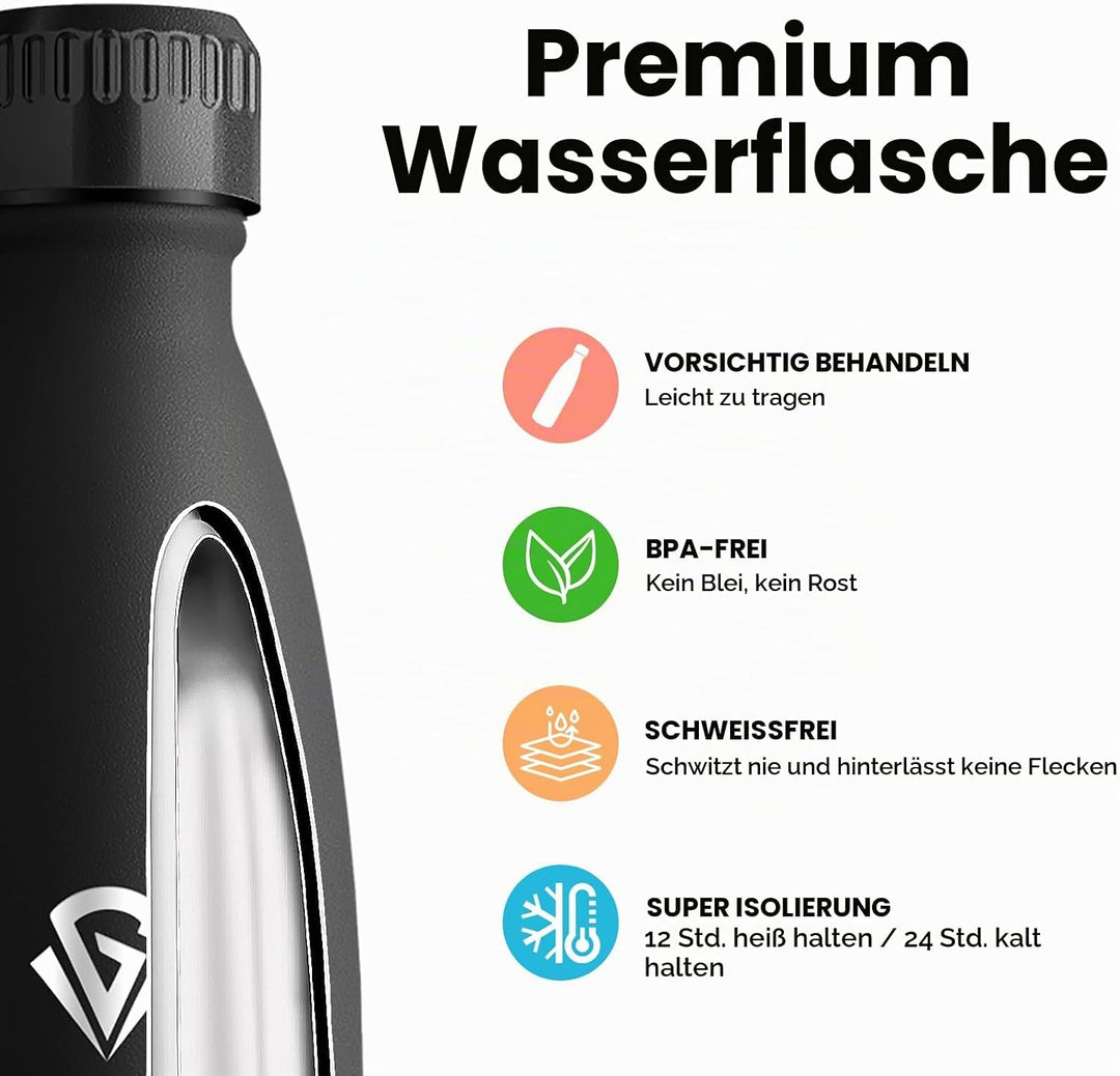 Grsta Thermosflasche- 750ml- Trinkflasche Edelstahl, Wasserflasche Auslaufsicher, 24h Kalt &amp; 12h War