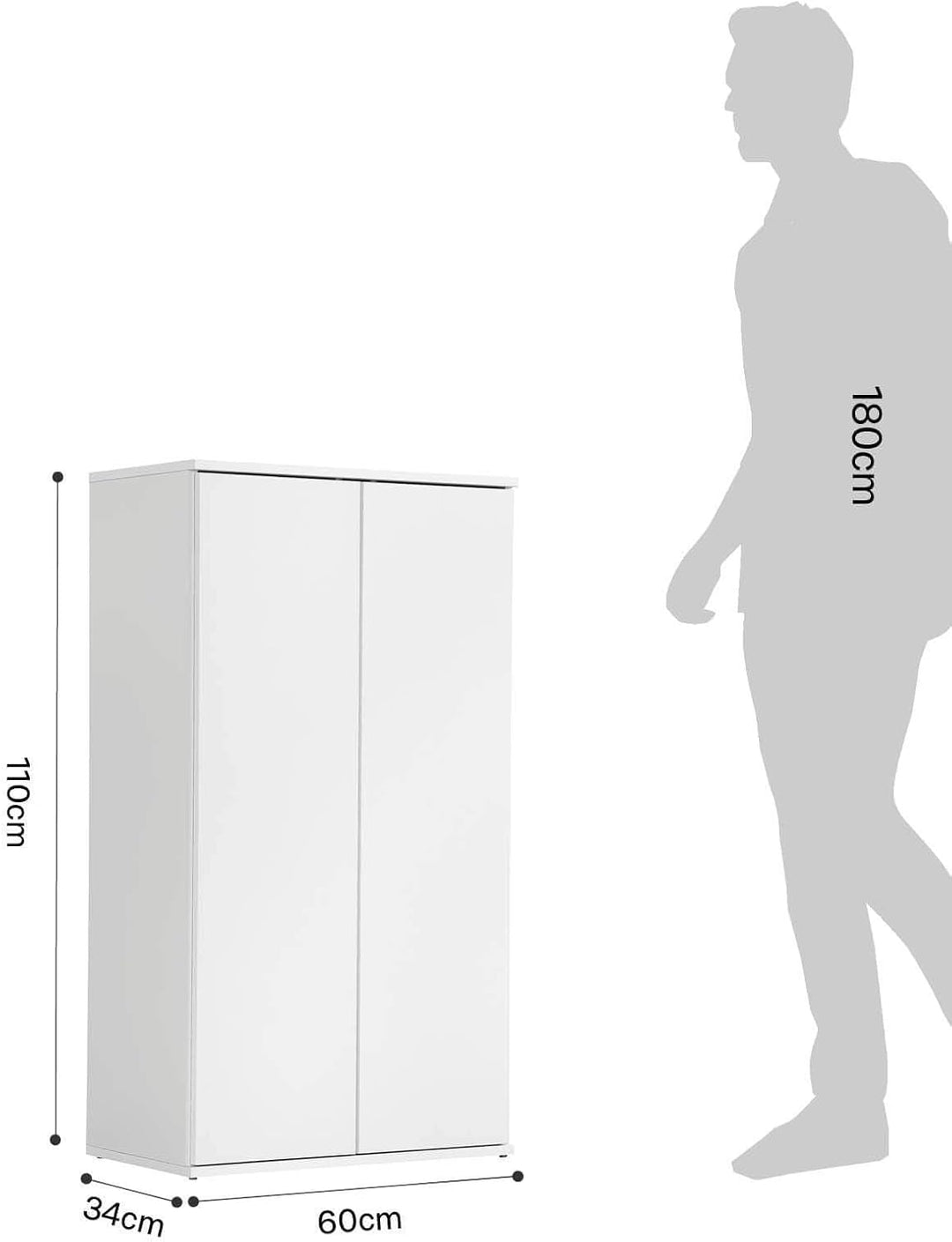 mokebo Mehrzweckschrank Büroschrank 'Der Schlanke' (60x110 cm) aus Holz schmaler Aktenschrank oder H