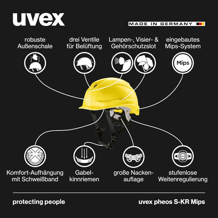 uvex pheos S-KR MIPS Schutzhelm - Industrieschutzhelm - MIPS-Technologie, stufenlose Weitenregulieru