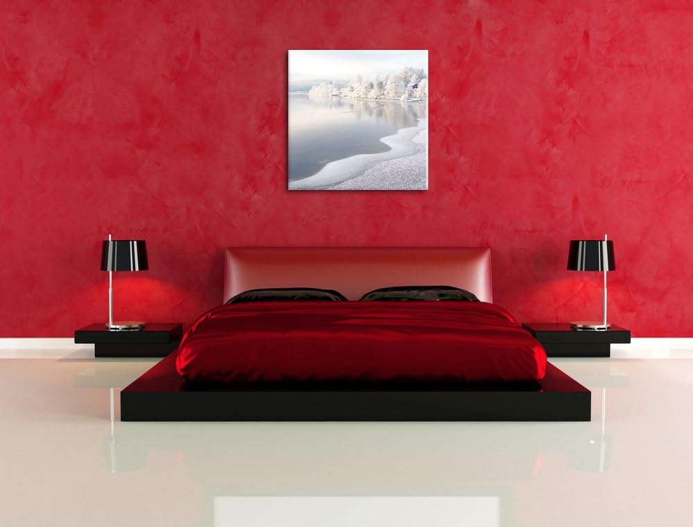 Kalte Winterlandschaft, Format: 70x70 als Leinwandbild, tolle Bilder fertig auf Holzrahmen gespannt,