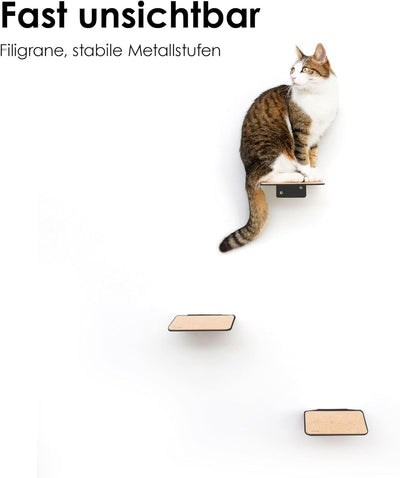 LucyBalu® Katzentreppe Wand Innen & Aussen 3er Set | Kletterwand für Katzen | Wandpark für Katzen bi