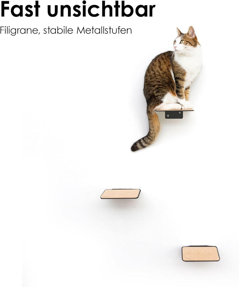 LucyBalu® Katzentreppe Wand Innen & Aussen 3er Set | Kletterwand für Katzen | Wandpark für Katzen bi
