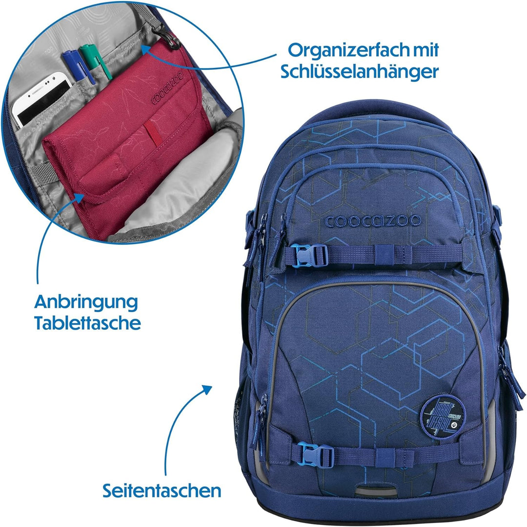 coocazoo Schulrucksack Porter, Blue Motion, blau, ergonomischer & anpassbarer Tornister, höhen- & gr