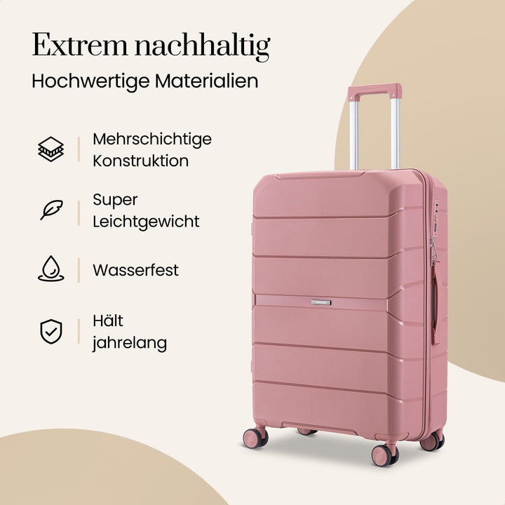 Urban Adventurer Kofferset 3-teilig 232L – Rosa – Hartschalenkoffer mit Zahlenschloss &amp; 4 Rollen Ros