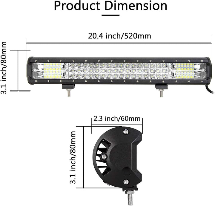 SKYWORLD LED Arbeitsscheinwerfer Bar 52cm 288W Zusatzscheinwerfer 12V 24V IP67 Wasserdicht Flutlicht