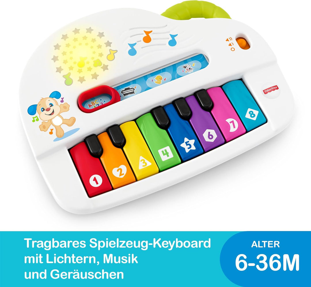 FISHER-PRICE Babys erstes Keyboard - tragbares Spielzeugklavier mit 4 Spielmöglichkeiten, Liedern, L