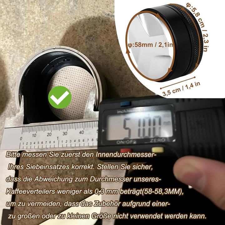 58mm Schwarz Coffee Distributor - 304 Edelstahl Espresso Leveler für Verteilt Kaffeepulver - Verteil