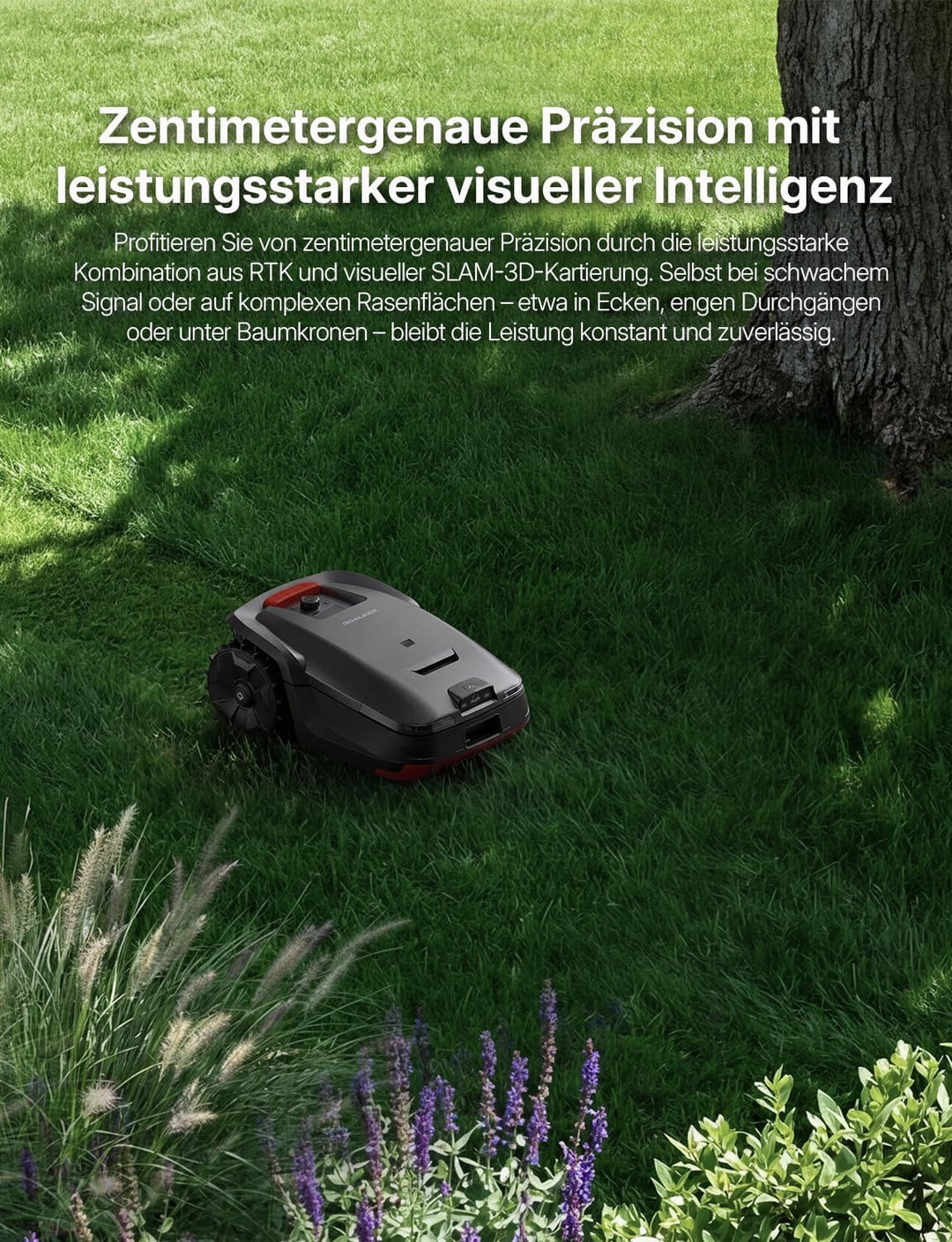 UNICUT H1 Mähroboter – RTK+VSLAM mit KI, Dual Solid State LiDAR Hindernisvermeidung, Kein Signalabbr
