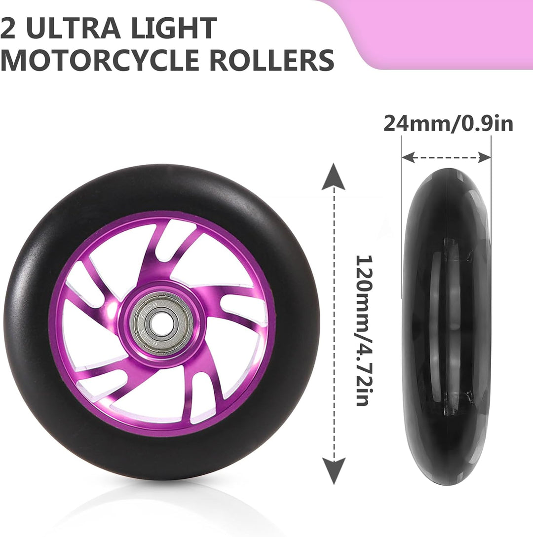 ScooterZ Rollen,2 Stück 120MM Scooter Inliner Räder Mit ABEC-9 Kugellager,Scooter Ersatzräder Für Wi