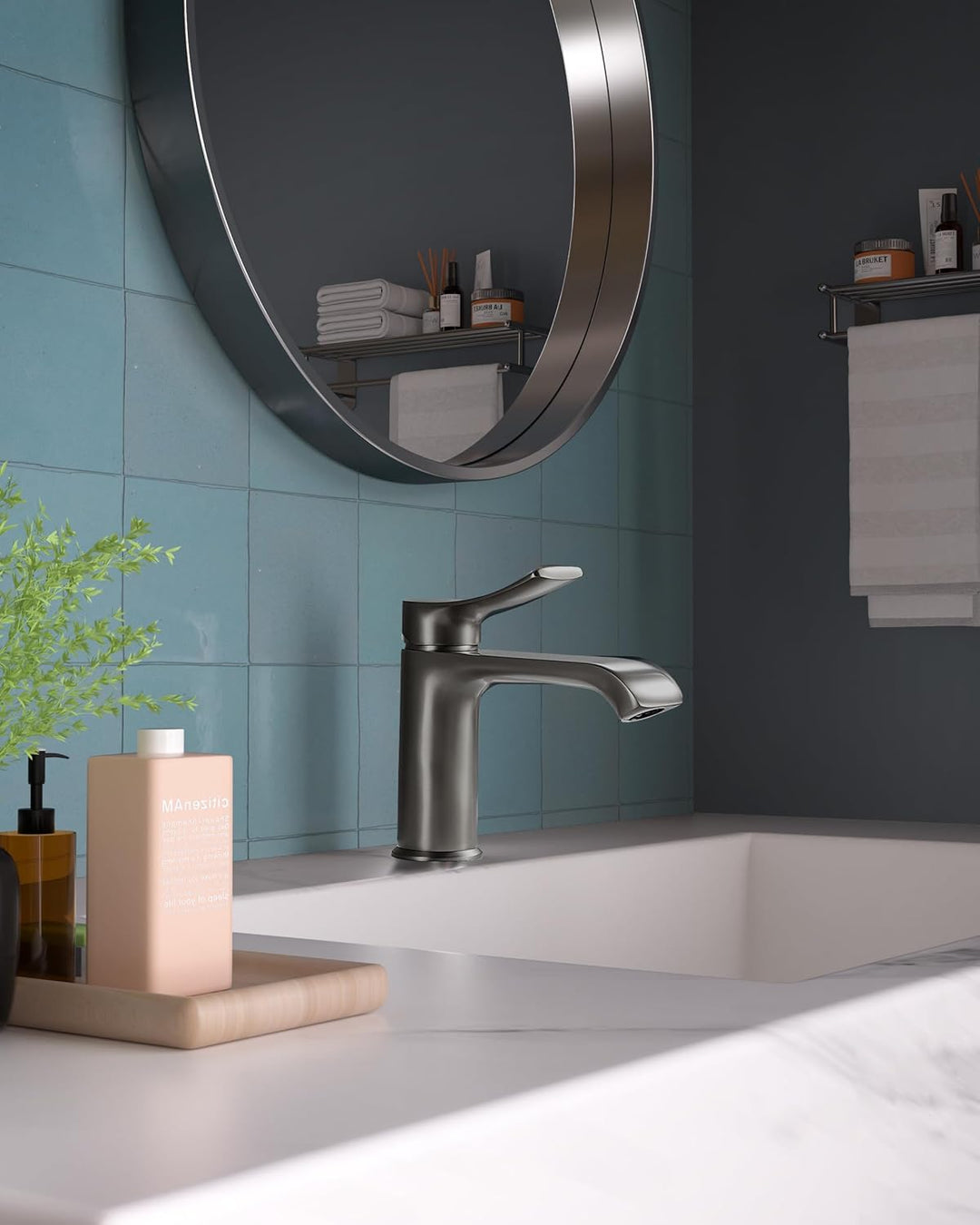 BELZ Wasserhahn Bad, Einhebel Waschtischarmatur mit Ablaufgarnitur, Waschbecken Armaturen, Armatur B