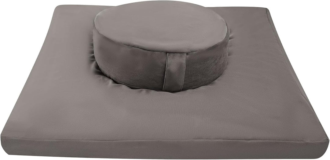 Zabuton Zafu Set, Quadratische Meditationsmatte 80x80x8cm - Hochwertiger Baumwolle, Rund Yogakissen