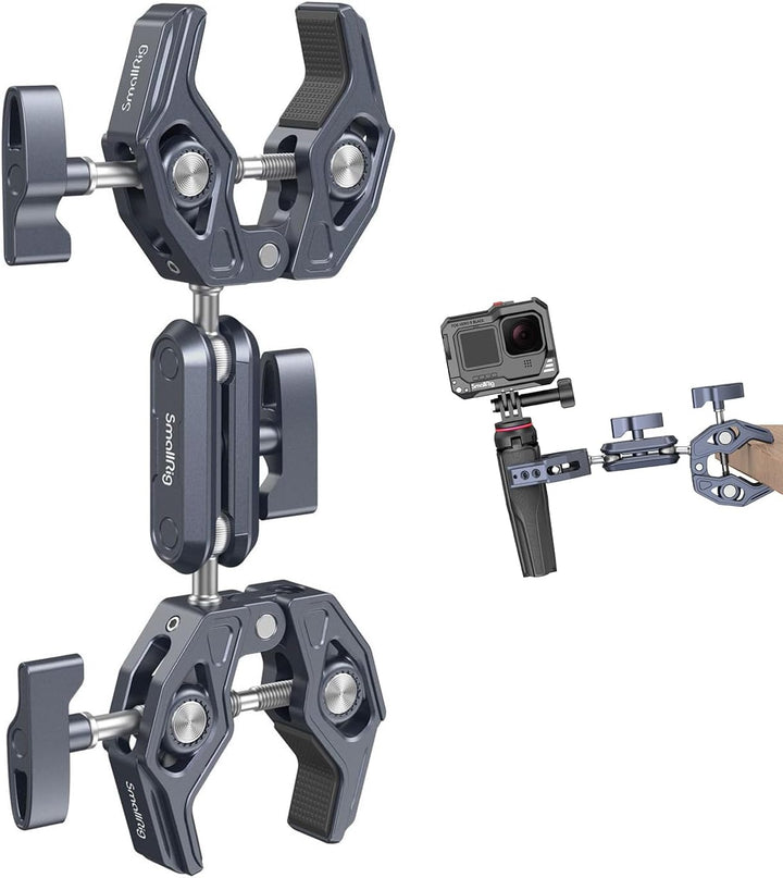 SMALLRIG Super Clamp mit doppelten krabbenförmigen Klemmen, doppelte Kameraklemme, Magic Arm Doppelk