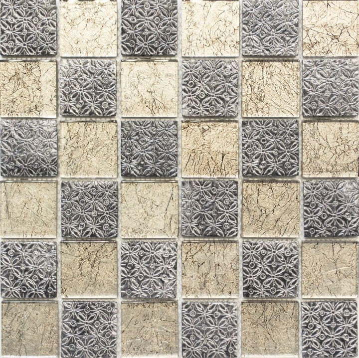 Glasmosaik Quadrat Crystal/Resin Optik mix Transluzent Transparent 3D, Mosaikstein Format: 48x48x8 m