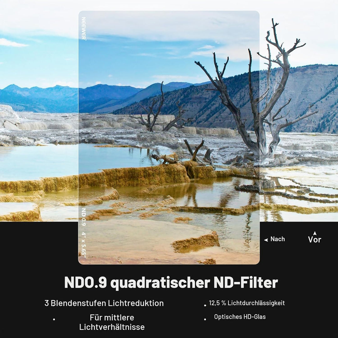 NEEWER 2 Pack ND0.9/1.8 (3/6 Stops) Square ND Filter, 4" x5,65 Dual Sided 30 Multi Nano Coated Cinem