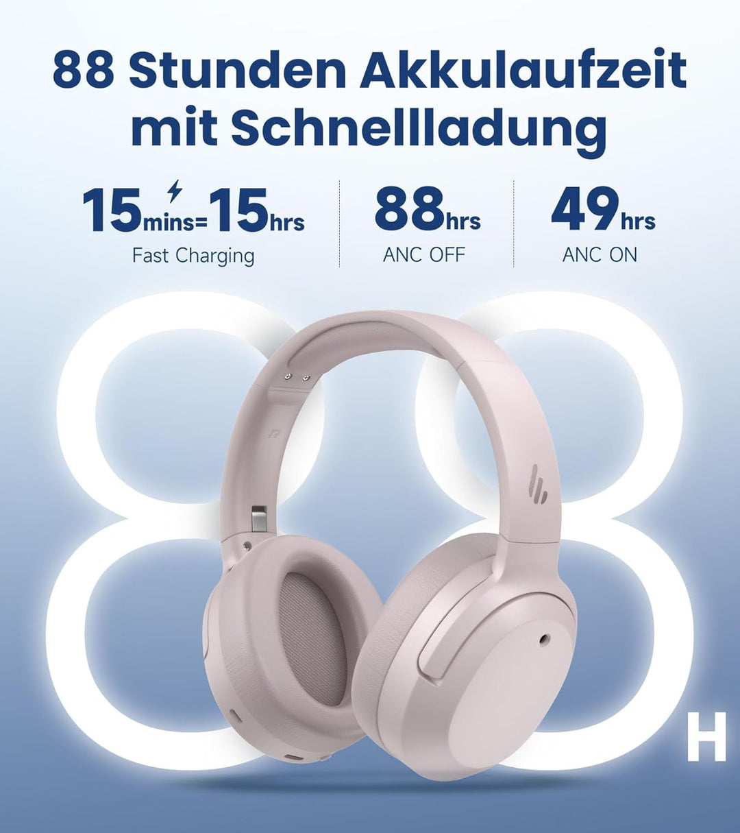 Edifier W820NB Plus Gen 2 Faltbarer Bluetooth V6.1 Over-Ear-Kopfhörer mit -49 dB Geräuschunterdrücku