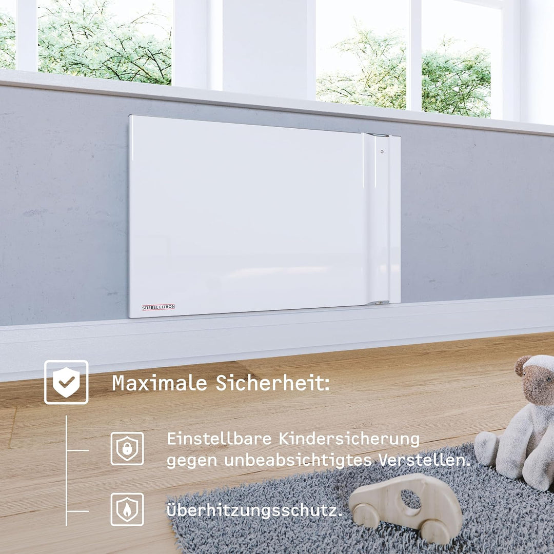 STIEBEL ELTRON Duo Wandkonvektor CND 100, 1 kW für ca. 12 m², LC-Display, Wochentimer, Elektroheizun