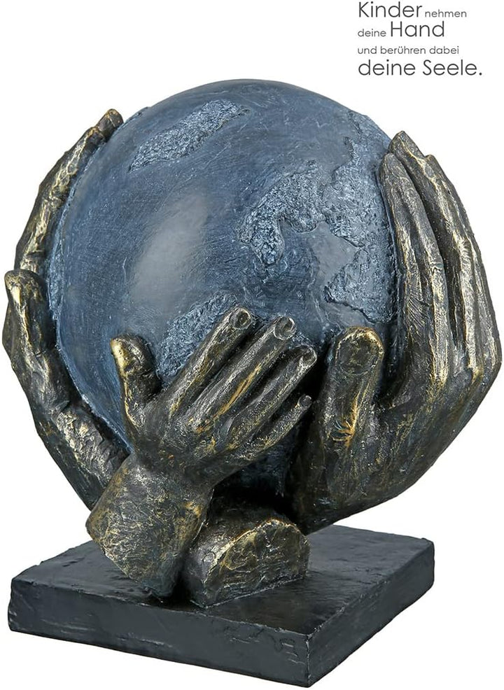 Casablanca modernes Design GILDE Deko Skulptur Figur Save The World - Weltkugel in Händen - Höhe 19